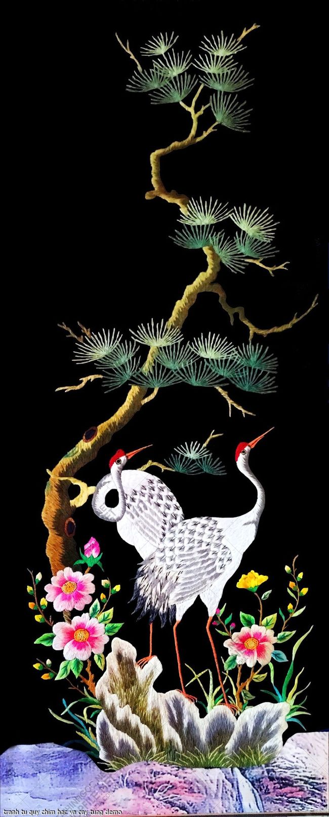 tranh tu quy chim hac va cay tung